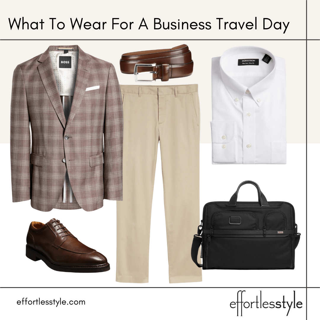 Nashville Stylist Tips For Men: What To Wear For A Business Travel Day sport coat and pants what to wear to a work meeting how to style a sport coat how to dress for a business meeting with no tie how to travel in style