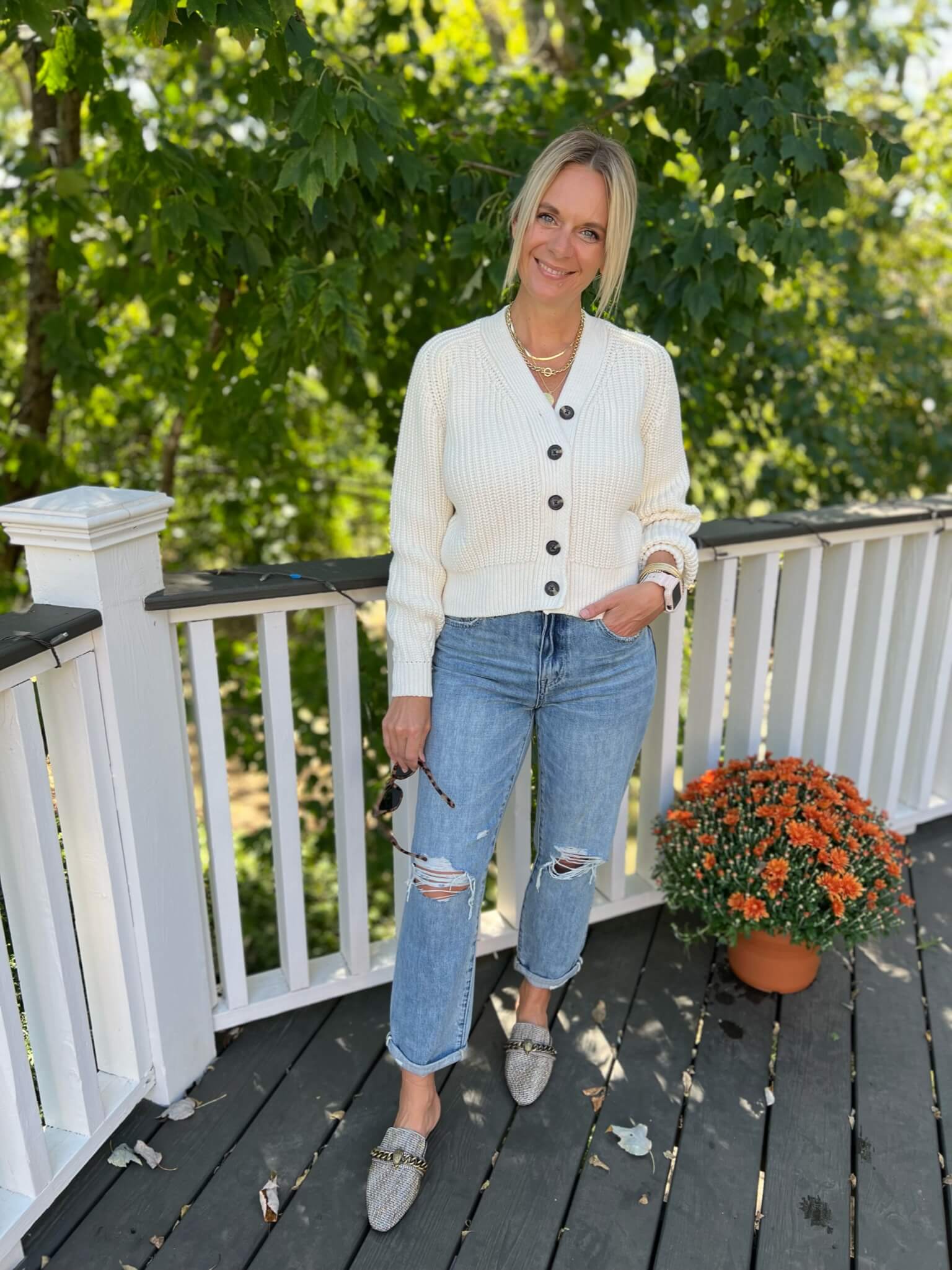 straight leg jeans and mules