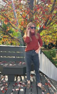 how to wear a cashmere sweater this fall how to style a turtleneck sweater with jeans how to style animal print shoes how to incorporate animal print into your look