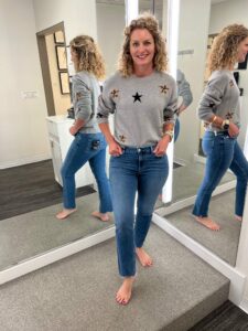 September Favorites From Our Nashville Personal Stylists star crewneck sweater how to wear a sweater and jeans how to wear a printed sweater fun sweater for fall high quality star sweater star trend
