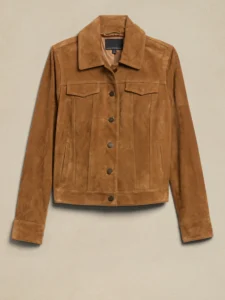 Splurgeworthy Pieces For Fall At Banana Republic suede trucker jacket classic jackets to keep forever what jackets are worth investing in personal stylists talk investing in clothes