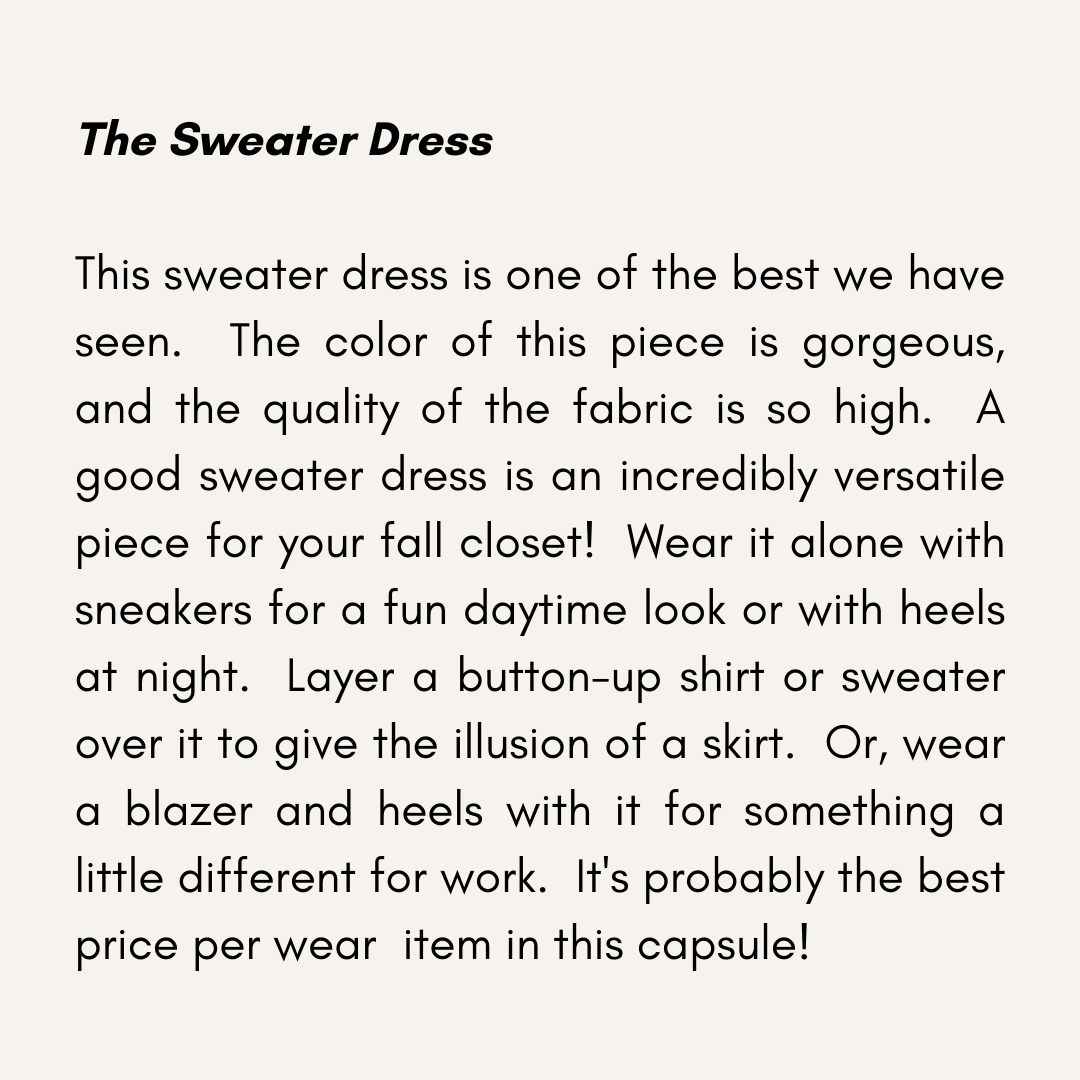 Fall Capsule Wardrobe Styled Looks – Part 2 sweater dress description