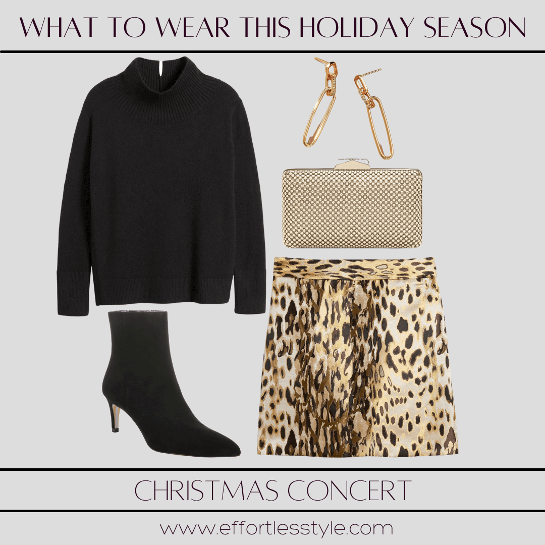 Christmas concert style inspiration for a Christmas concert how to wear leopard print this Christmas Nashville stylists share style inspiration for Christmas events personal stylists share Christmas party looks