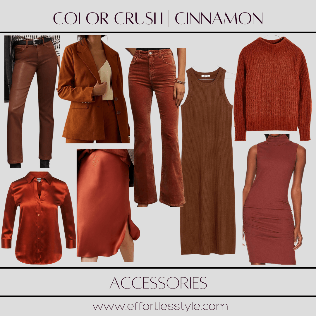 Color Crush: Cinnamon clothing how to incorporate cinnamon into your fall wardrobe how to incorporate rust into your winter closet how to wear cinnamon this season how to wear rust this season Nashville stylists share favorite cinnamon clothing pieces