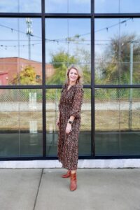 what to wear for date night this fall how to wear booties with a dress how to style booties with a maxi dress affordable dress for fall what to wear for a night out this fall
