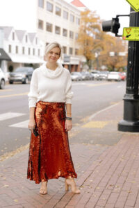 The Best Holiday Attire At Zara ivory sweater & sequin maxi skirt how to wear sequins this holiday season how to style a sequin skirt with a sweater how to wear a sequin skirt for Christmas parties how to style a sequin maxi skirt this holiday season nashville stylists share holiday party attire personal stylists share tips on dressing for holiday parties