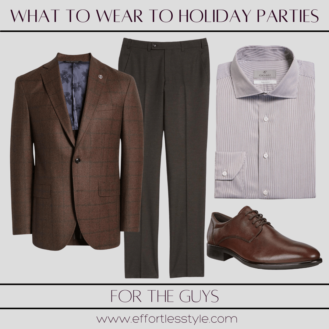 For The Guys - What To Wear To Holiday Parties sport coat & dress pants what to wear to a dressy holiday party personal stylists share style inspiration for the guys for Christmas parties personal stylists share outfit ideas for the guys for holiday parties how to dress up for a Christmas party how to style a sport coat for the holidays