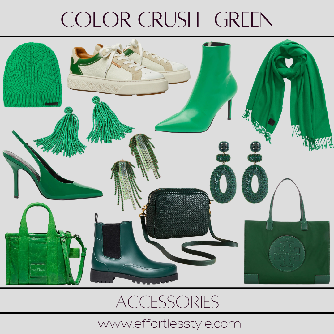 Color Crush: Green Accessories Nashville area stylists share favorite green accessories how to wear green accessories how to embrace the green color trend with your accessories personal stylists share current favorite green accessories how to do the green color trend