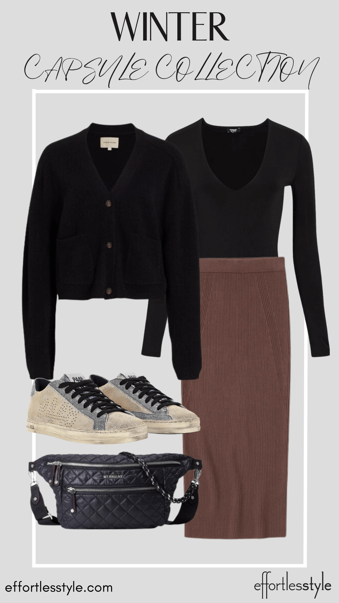 Cropped Cardigan & Black Bodysuit & Midi Skirt style inspiration for midi skirt ways to style a midi skirt wearing sneakers with a midi skirt fun styled looks for cold weather