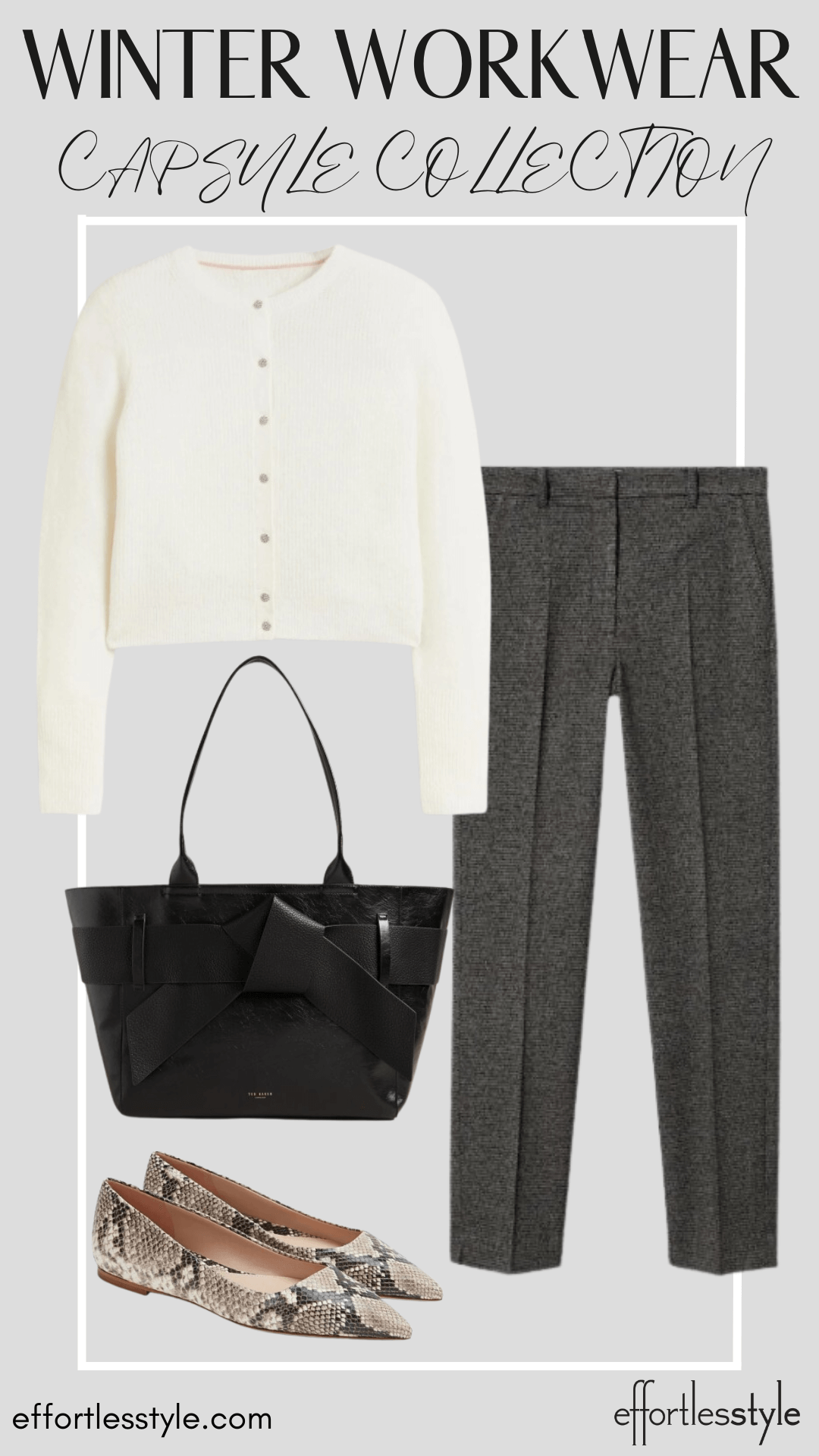 Elevated Cardigan & Ankle Pants how to style grey for the office how to soften grey pants how to style ankle pants for the office personal stylists share ideas on styling ankle pants how to style ankle pants with a cardigan