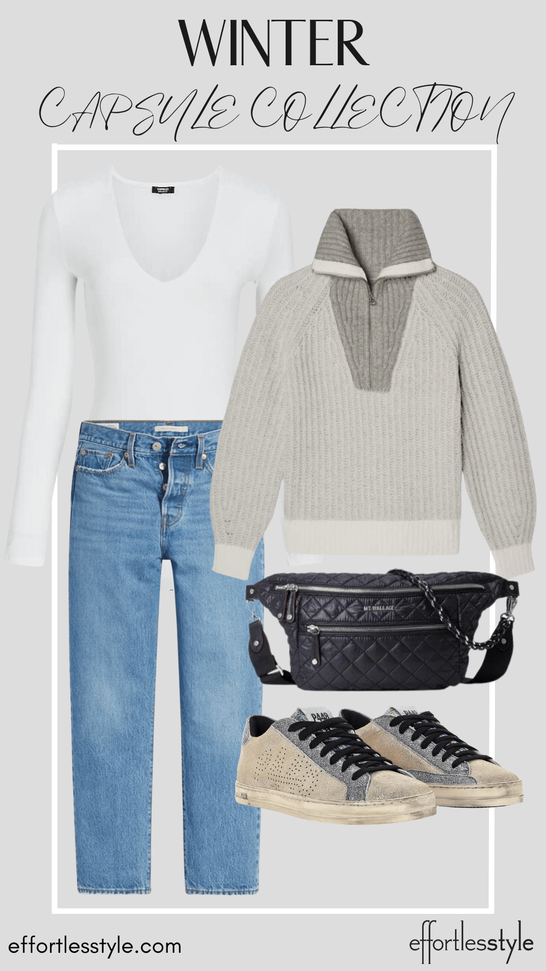 Half-Zip Sweater & White Bodysuit & Dark Wash Jeans how to look cute in a sweater and jeans how to look cute and stay warm how to wear sneakers with jeans in cold weather