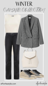 Houndstooth Blazer & Faux Leather Bodysuit & Faux Leather Pants style inspiration for your houndstooth blazer ways to style a blazer with faux leather pants ways to style your faux leather pants fun houndstooth blazer looks