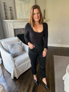 How To Wear Our Winter Capsule Wardrobe - Part 2 Black Bodysuit & Faux Leather Pants & Black Mule