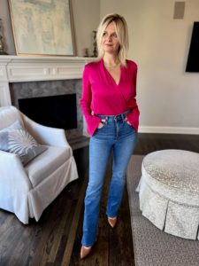 How To Wear Our Winter Workwear Capsule Wardrobe - Part 2 Long Sleeve Blouse & Dark Wash Jeans