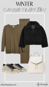 How To Wear Our Winter Capsule Wardrobe - Part 1 Matching Set & Sherpa Jacket & Sneaker how to style a matching set for winter how to style a knit set how to look cute in a knit set winter style inspo