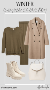 How To Wear Our Winter Capsule Wardrobe - Part 1 Matching Set & Wool Coat & Combat Boot how to style combat boots this winter how to wear combat boots how to style a matching set for winter how to wear knit pants and combat boots