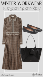 Shirtdress & Black Flat how to style a long dress with flats how to style ballet flats how to style a shirtdress for the office outfit inspiration for casual Fridays