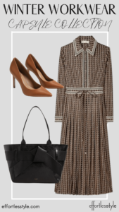 How To Wear Our Winter Workwear Capsule Wardrobe - Part 2 Shirtdress & Cognac Pump how to wear brown and black tones together Nashville stylists share fun looks for work personal stylists talk about what to wear to work in the winter