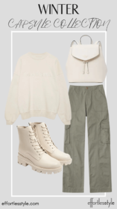 How To Wear Our Winter Capsule Wardrobe – Part 2 Sweatshirt & Cargo Pants how to build a capsule wardrobe how to put together a capsule wardrobe how to create a wardrobe for winter how to style a sweatshirt with cargo pants fun ways to wear your cargo pants how to wear your cargo pants how to style combat boots