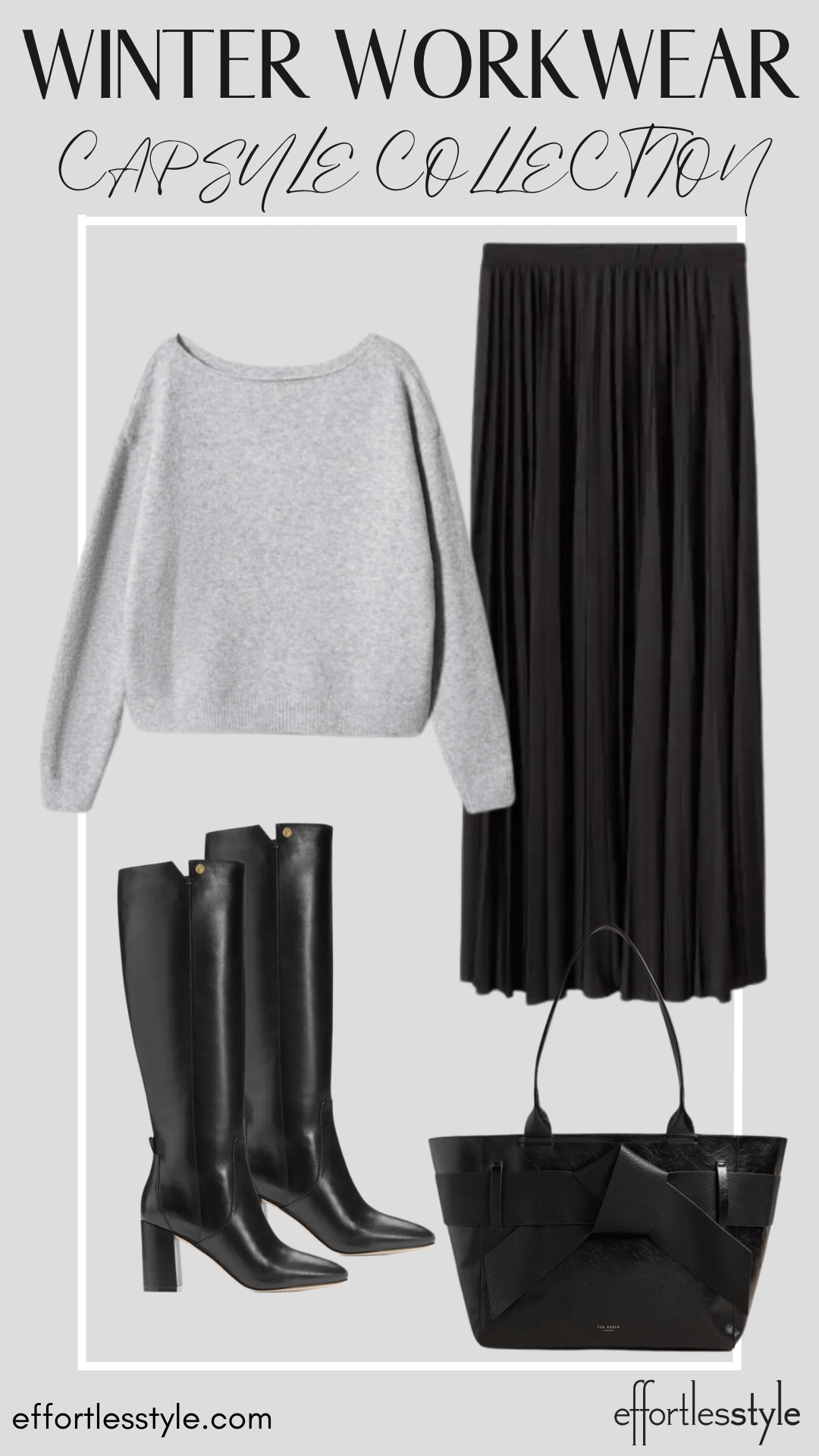 How To Wear Our Winter Workwear Capsule Wardrobe Textured Sweater & Long Skirt the long skirt trend the tall boot trend how to wear your tall boots to work how to wear tall boots with a long skirt how to style a maxi dress for work