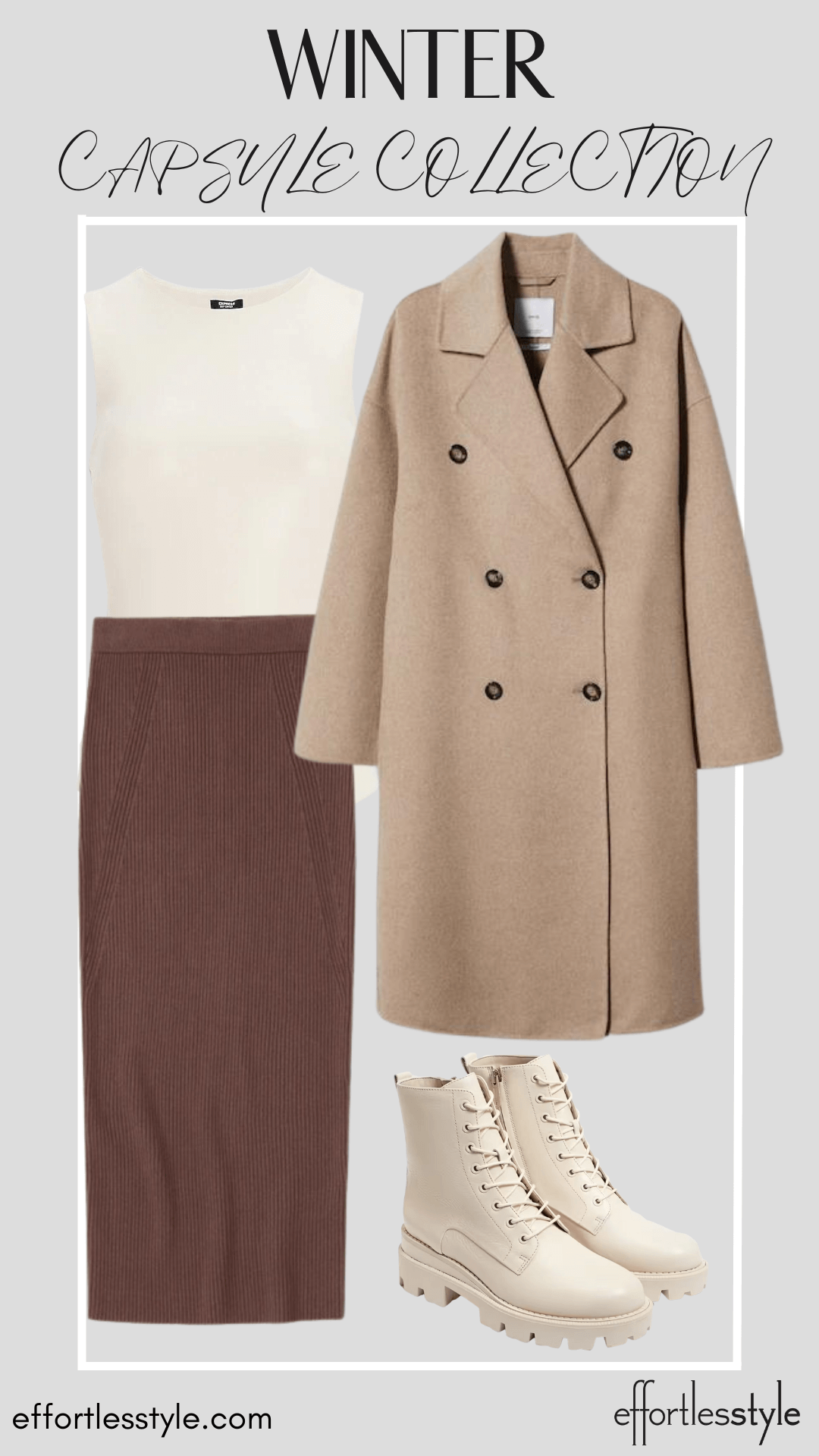 How To Wear Our Winter Capsule Wardrobe - Part 1 Wool Coat & Faux Leather Bodysuit & Midi Skirt how to wear a long coat with a midi skirt how to style a midi skirt with combat boots how to wear combat boots this winter how to style a leather bodysuit