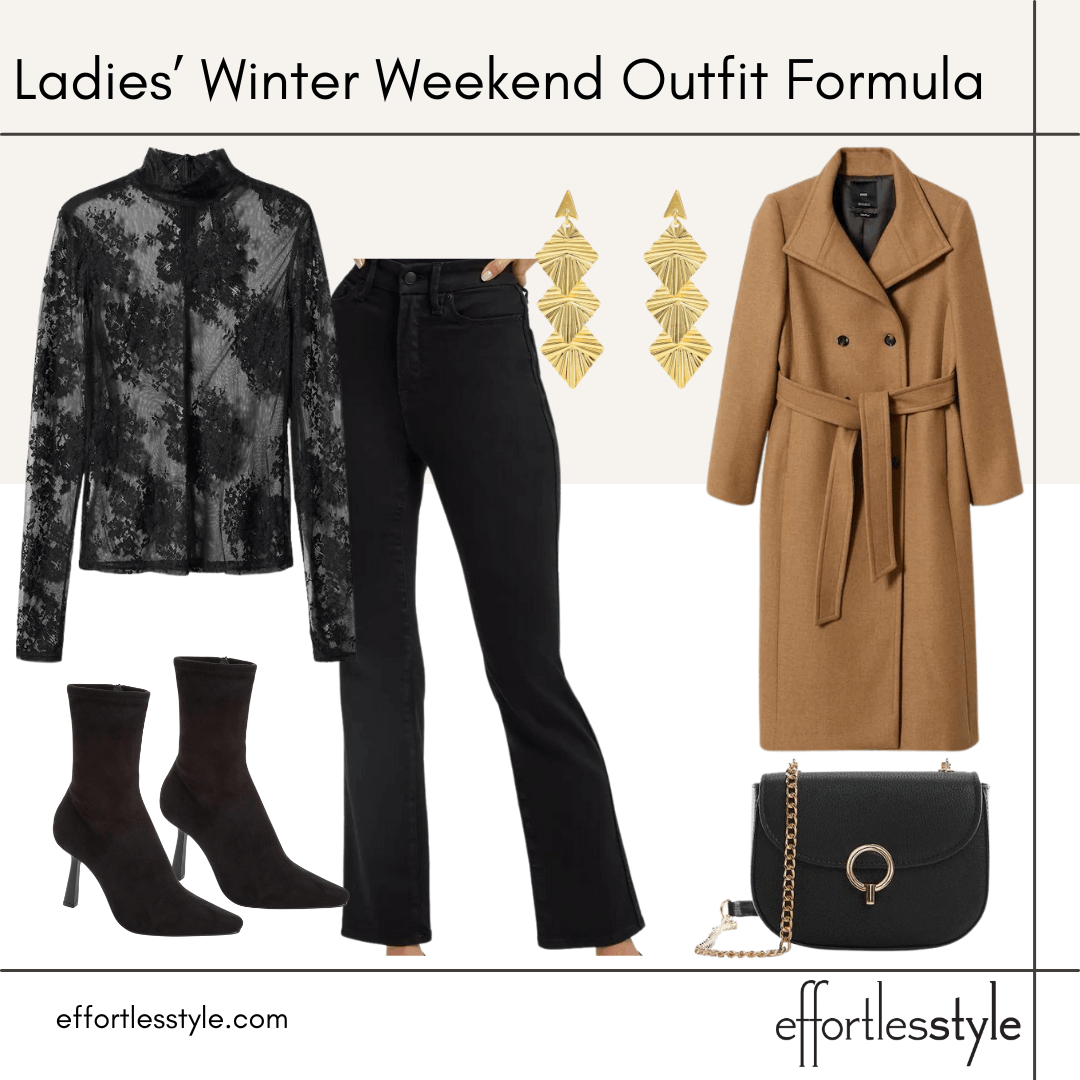 Ladies’ Winter Weekend Outfit Formula Dressy Look what to wear for date night this winter style inspiration for winter date night what to wear out with the girls how to dress up in the winter how to wear all black
