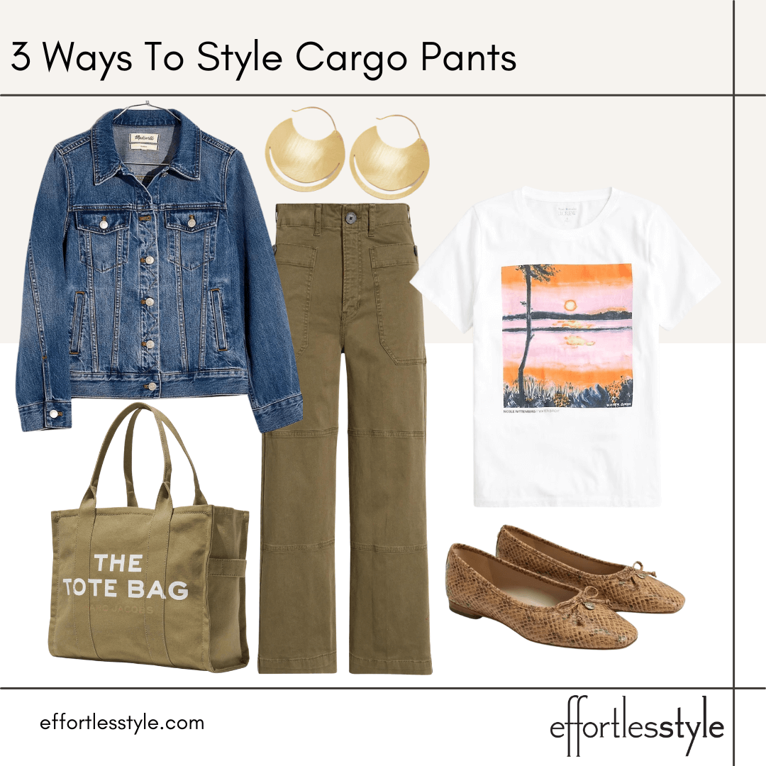 3 Ways To Style Cargo Pants Wide Leg Utility Pants - Casual how to wear your wide leg utility pants how to style wide leg pants how to style cargo pants with flats how to wear cargo pants with ballet flats personal stylists share fun ways to style ballet flats Nashville stylists share cargo pant style inspiration