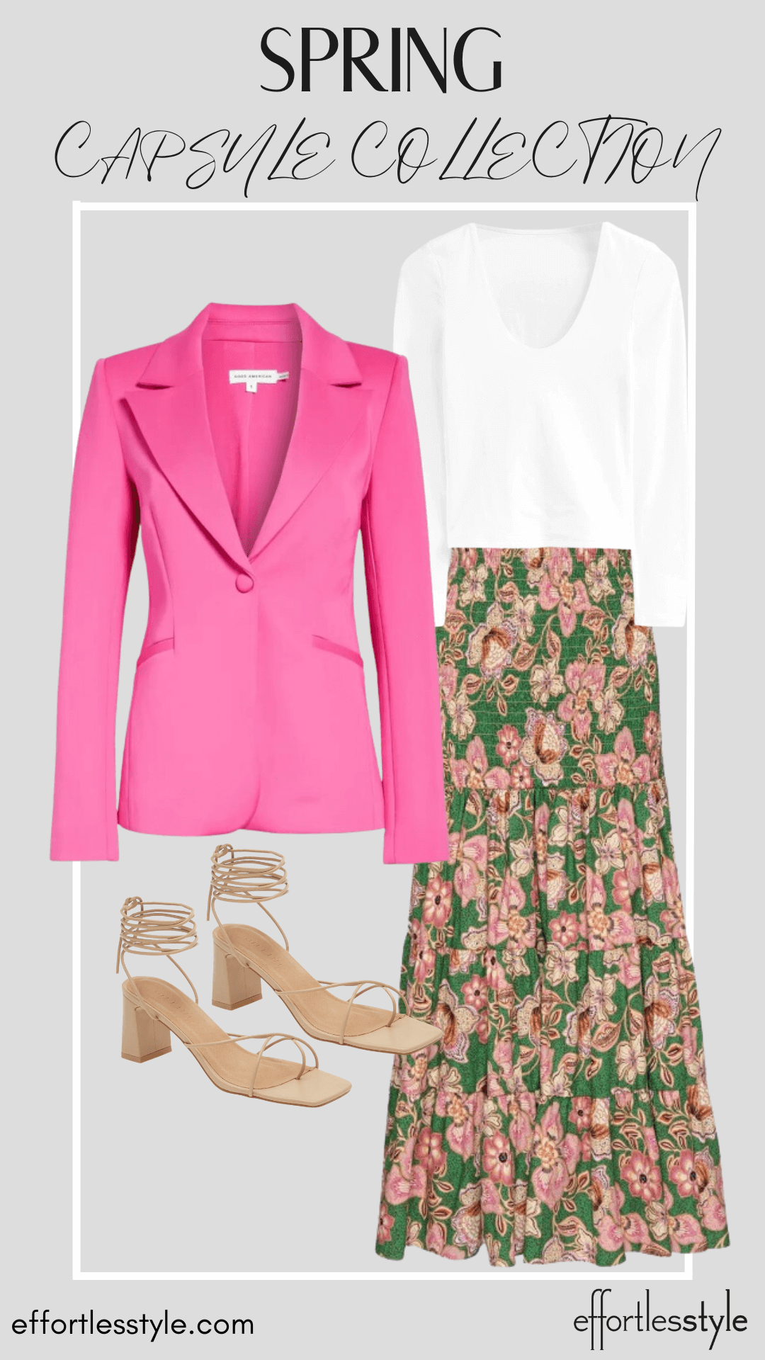 Matching Set Skirt & Long Sleeve Tee & Statement Blazer how to style a long skirt with a blazer how to style a hot pink blazer how to style bright colors