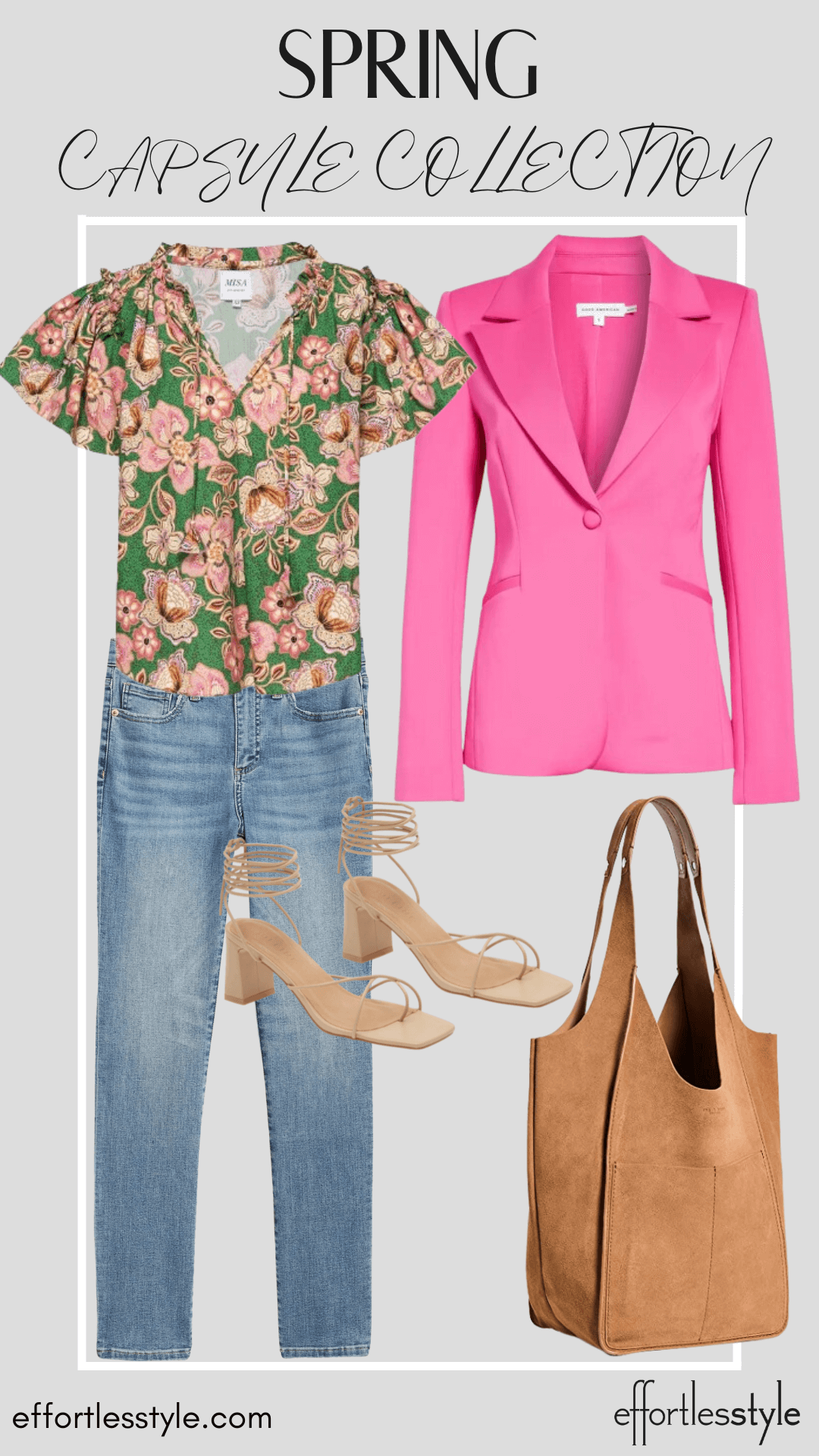 How To Wear Our Spring Capsule Wardrobe - Part 1 Matching Set Top & Statement Blazer & Light Wash Jeans how to create a capsule wardrobe personal stylists talk capsule wardrobes how to utilize all the pieces in your closet go to accessories for spring