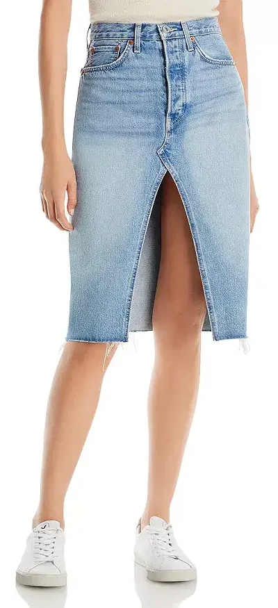 How To Wear A Denim Midi Skirt This Spring Mid Length Denim Skirt how to wear a denim midi skirt if you are petite mid length denim skirts for petites how to do the denim midi skirt trend if you are short how to wear a denim midi skirt