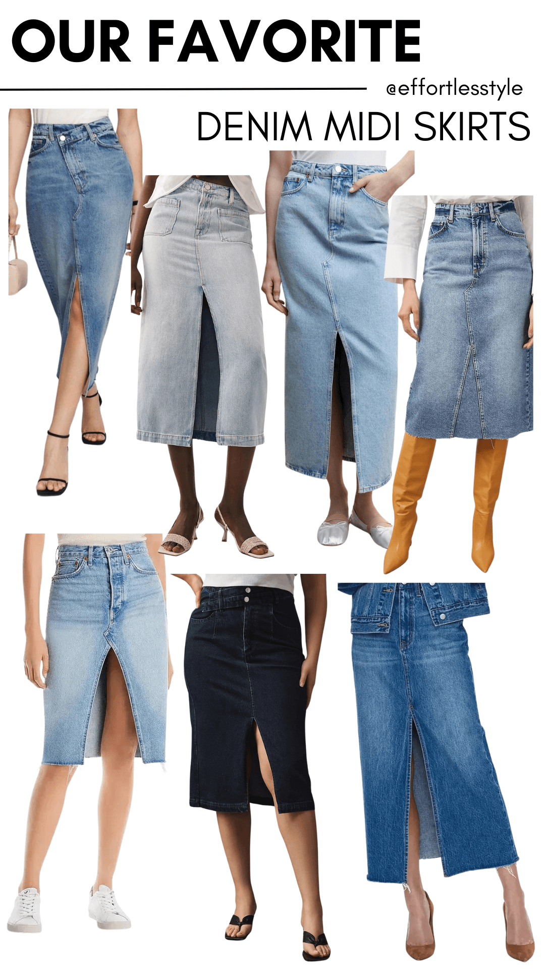 Midi jean skirt store outfits