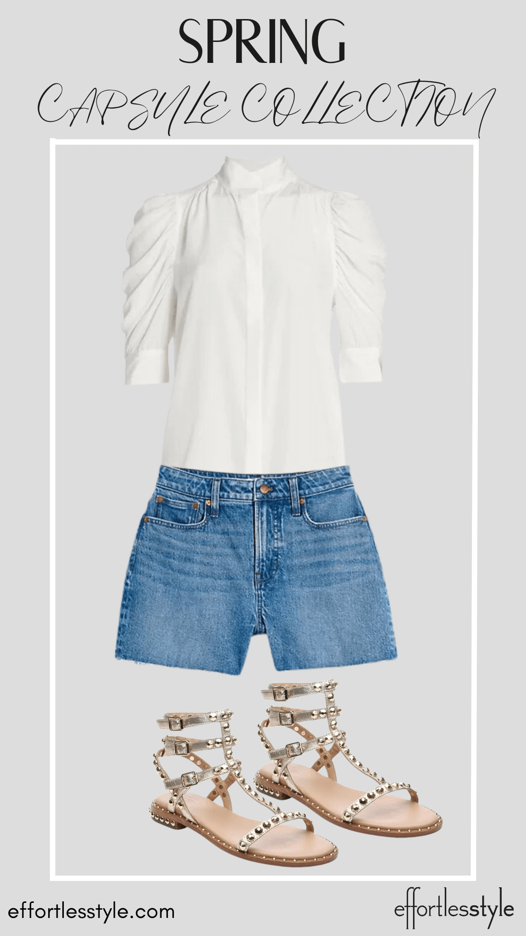 How To Wear Our Spring Capsule Wardrobe - Part 1 Short Sleeve Blouse & Denim Shorts must have blouse for spring Nashville area stylists share favorite dressy blouse for spring clothing worth investing in when the invest in your wardrobe how to create a capsule wardrobe