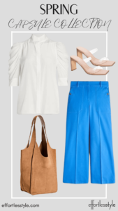 How To Wear Our Spring Capsule Wardrobe - Part 1 Short Sleeve Blouse & Wide Leg Pants how to style wide leg pants for spring how to wear wide leg pants to the office how to style wide leg pants for a night out