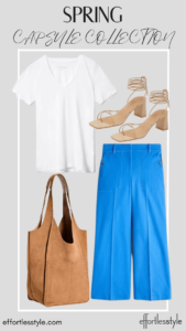 Short Sleeve Tee & Wide Leg Pants how to style wide leg pants with a tee shirt how to style wide leg pants with strappy sandals fun ways to style your white tee shirt