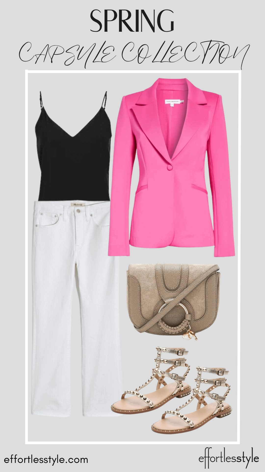 Statement Blazer & Cami & White Jeans how to style your white jeans for a night out how to style sandals with white jeans how to style a blazer with white jeans