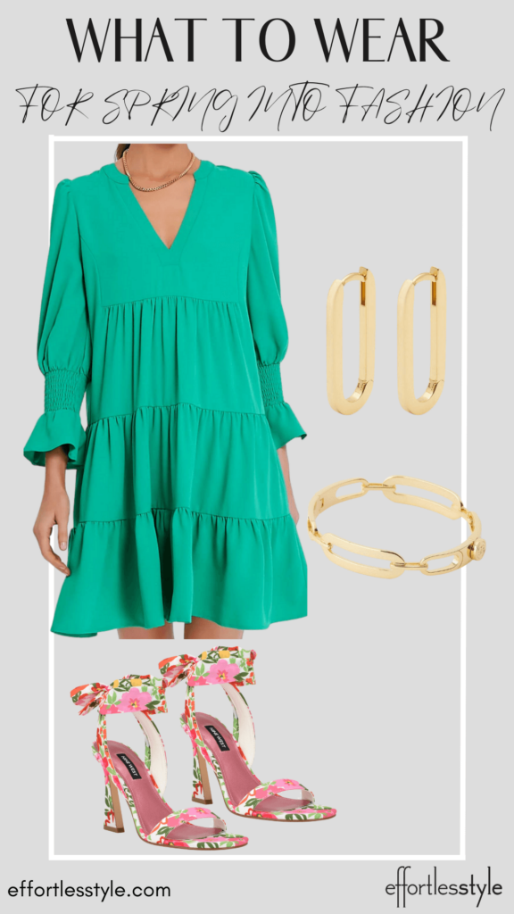 Crepe Tiered Ruffle Dress how to style colorful shoes how to style patterned shoes how to style floral shoes how to style green this spring style inspo for weddings seasonal style inspo style inspo for date night