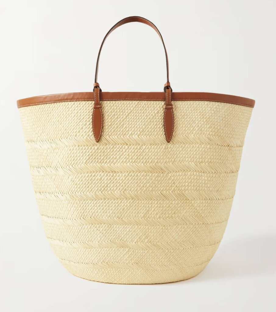Style Picks ~ Dana's Favorite Things For Spring Leather Trimmed Raffia Woven Tote must have bags for spring nashville stylists share the best bags for summer personal stylists share favorite spring bags the best tote bags for spring