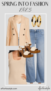 2023 Spring Into Fashion Monochromatic Blazer & Tank & Cropped Wide Leg Jeans