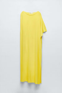 Summer Pieces We Are Loving At Zara Asymmetric Sleeve Knit Cape Dress nashville stylists share favorite dresses for summer the best summer dresses at Zara personal stylists share favorite summer dresses what to wear to a wedding this summer fun special event dresses affordable dress for summer event