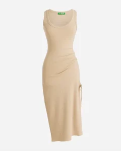 April Favorites From Our Nashville Personal Stylists Beige Ruched Midi Dress personal stylists share favorite midi dress dresses for spring dresses for summer