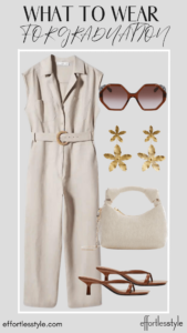 What To Wear For Graduation Belted Linen Jumpsuit