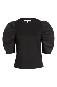 May Favorites From Our Nashville Personal Stylists Black Ruched Sleeve Elevated Tee personal stylists share the best elevated tee shirt dressy tee shirt how to buy a dressy tee shirt personal stylists share high quality tee shirt nashville stylists share favorite items for summer the best summer pieces