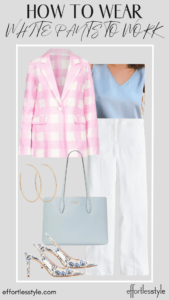 How To Wear White Pants To Work Gingham Single Breasted Blazer And White Pants