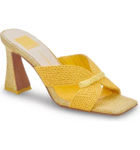Stylist Pick Of The Week Round Up Raffia Heeled Slide Sandal how to add texture to your summer look how to add color to your summer outfit how to wear colorful shoes