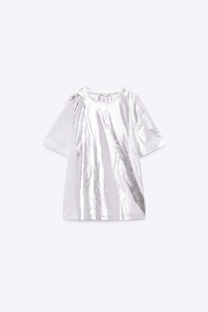 Silver Tee Shirt metallic tee shirt affordable metallic tee shirt