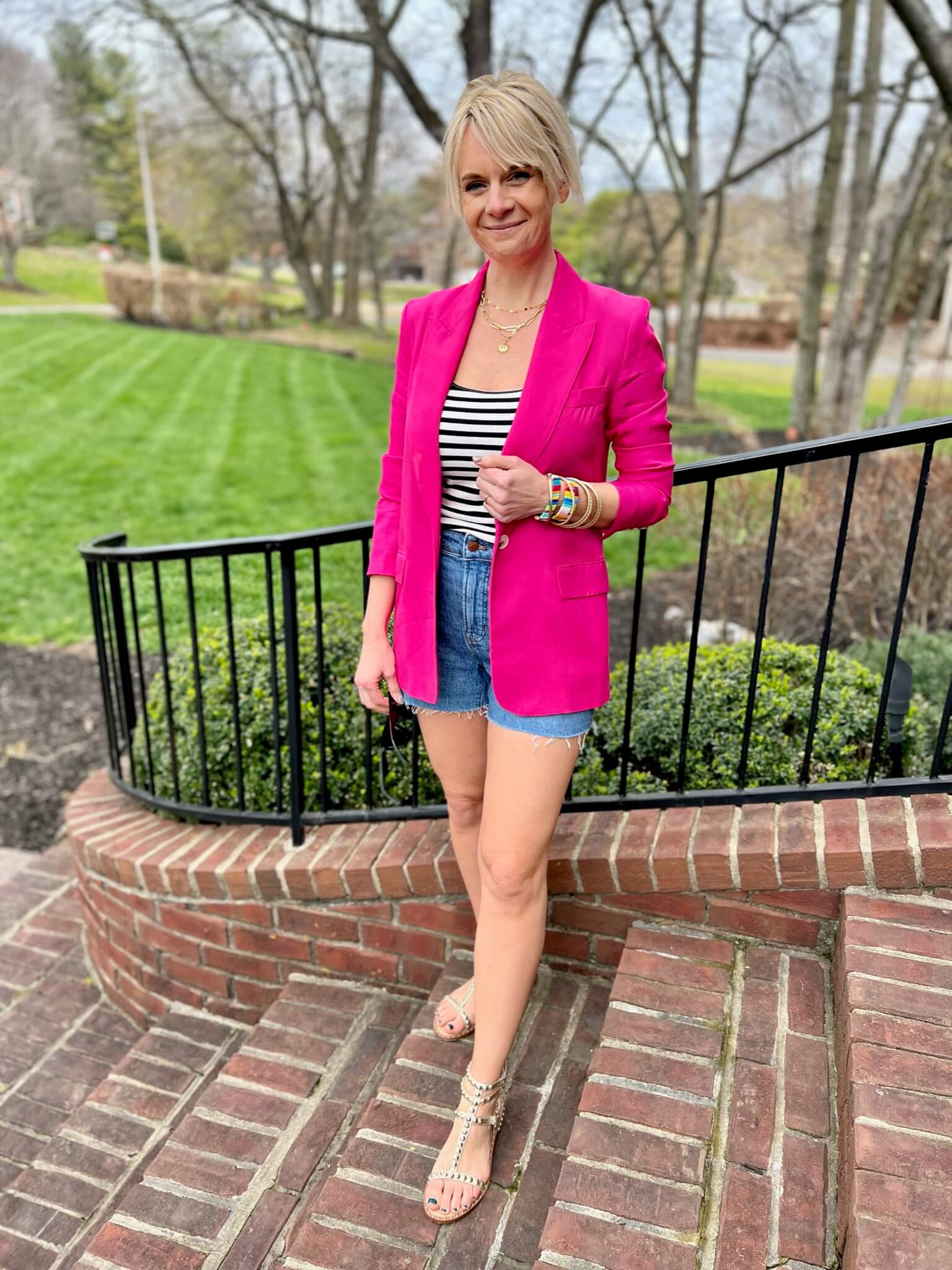 April Favorites From Our Nashville Personal Stylists Statement Blazer & Denim Shorts how to wear a blazer with shorts how to style a blazer with cutoffs how to style a blazer with denim shorts how to dress your jean shorts up style inspiration for your denim shorts