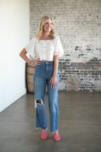 Summer Style Inspo For Every Day Of The Week Eyelet Crop Top & Wide Leg Jeans