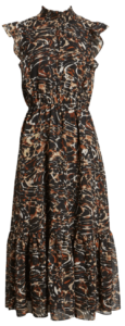 Animal Print Chiffon Midi Dress versatile dress for fall affordable pieces for fall the perfect fall midi dress fall styles fall dresses