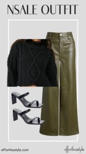 Workwear Outfit Ideas From The NSale Public Access Cropped Cable Sweater & Faux Leather Pants fun workwear pieces in the Nordstrom Sale how to shop the NSale for work clothes fun pieces for your work wardrobe from the Nordstrom Sale how to wear sandals to the office how to style faux leather pants for work how to wear faux leather pants to the office