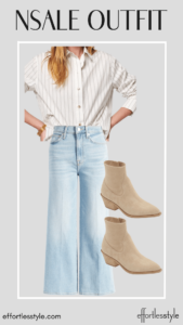Everyday Outfit Ideas From The NSale Public Access Cotton Poplin Striped Button-Up Shirt & Light Wash Crop Wide Leg Jeans the best fall pieces in the NSale the best booties in the Nordstrom Anniversary Sale everyday styled looks for fall how to style NSale fall pieces how to shop for shoes in the NSale